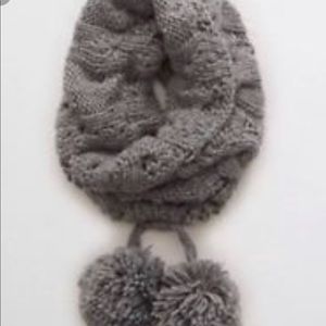 Aerie pom pom scarf grey